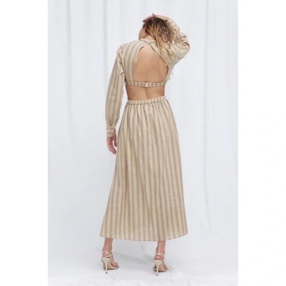 Anthropologie Tan Striped Maxi Dress - Picture 11 of 14